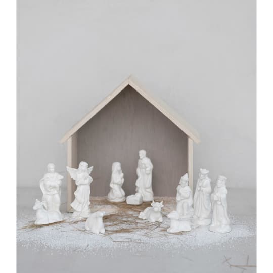 Hello Honey® 10.75" Natural Wood Crèche
